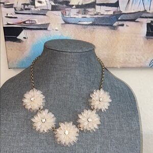 Vintage J. CREW CREAM Floral Rhinestoned Necklace